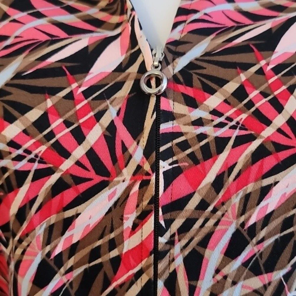 Christopher & Banks | Tropical Palm Leaf Zip Up Blazer Jacket | Size Small - Picture 3 of 6